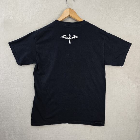 Vintage Fallen Angel Shirt Mens Medium Black Y2K Hooded Prince Goth Cross Wings - Picture 5 of 8